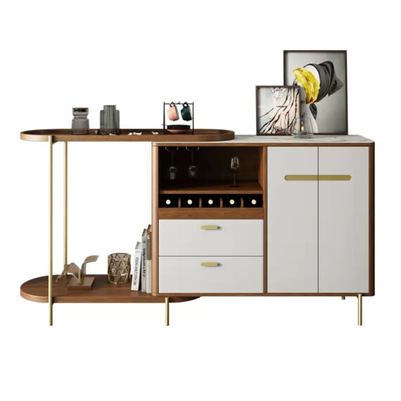 Urbino White Walnut Glam Bar Table