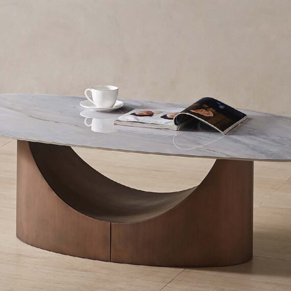 Girona White Brown Frosted Coffee Table