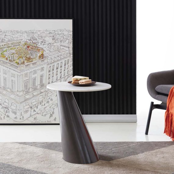 Bruges Stone Black Modern Side Table