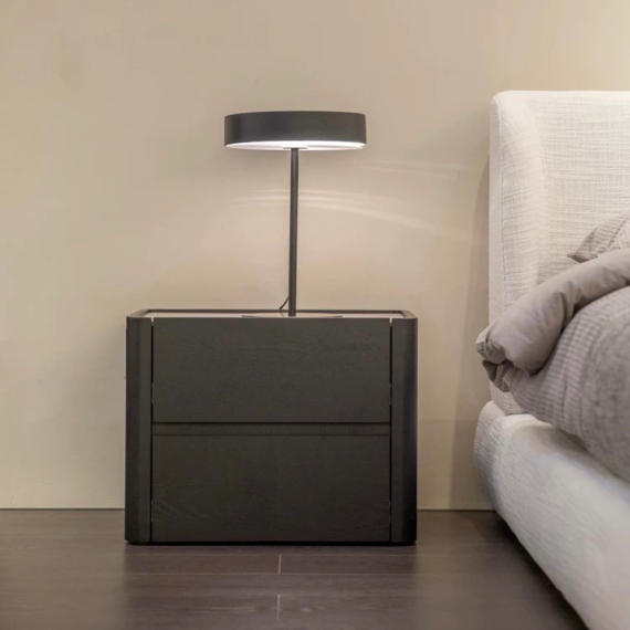 Avignon Dark Black 2-Drawer Night Stand