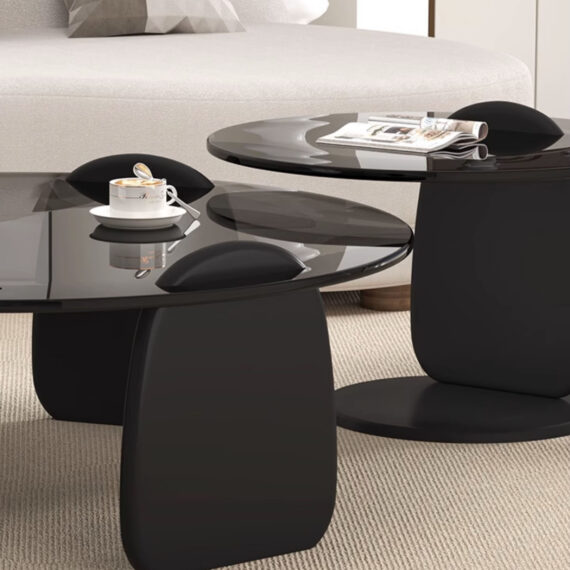 Deva Clear Black Coffee Table Set