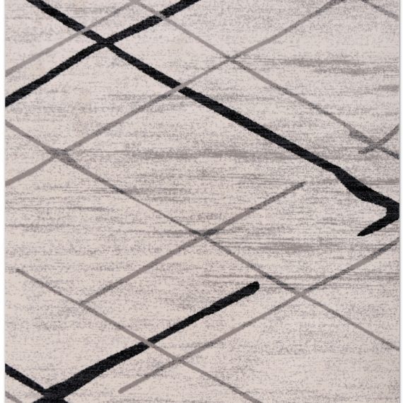 Lupesti Stripe Black White Grey Abstract Area Rug