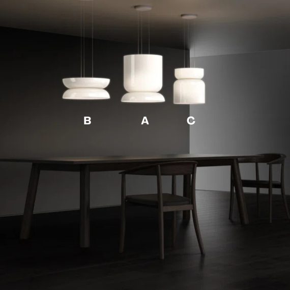 Triple Pendant White Jade Glass Lamp C